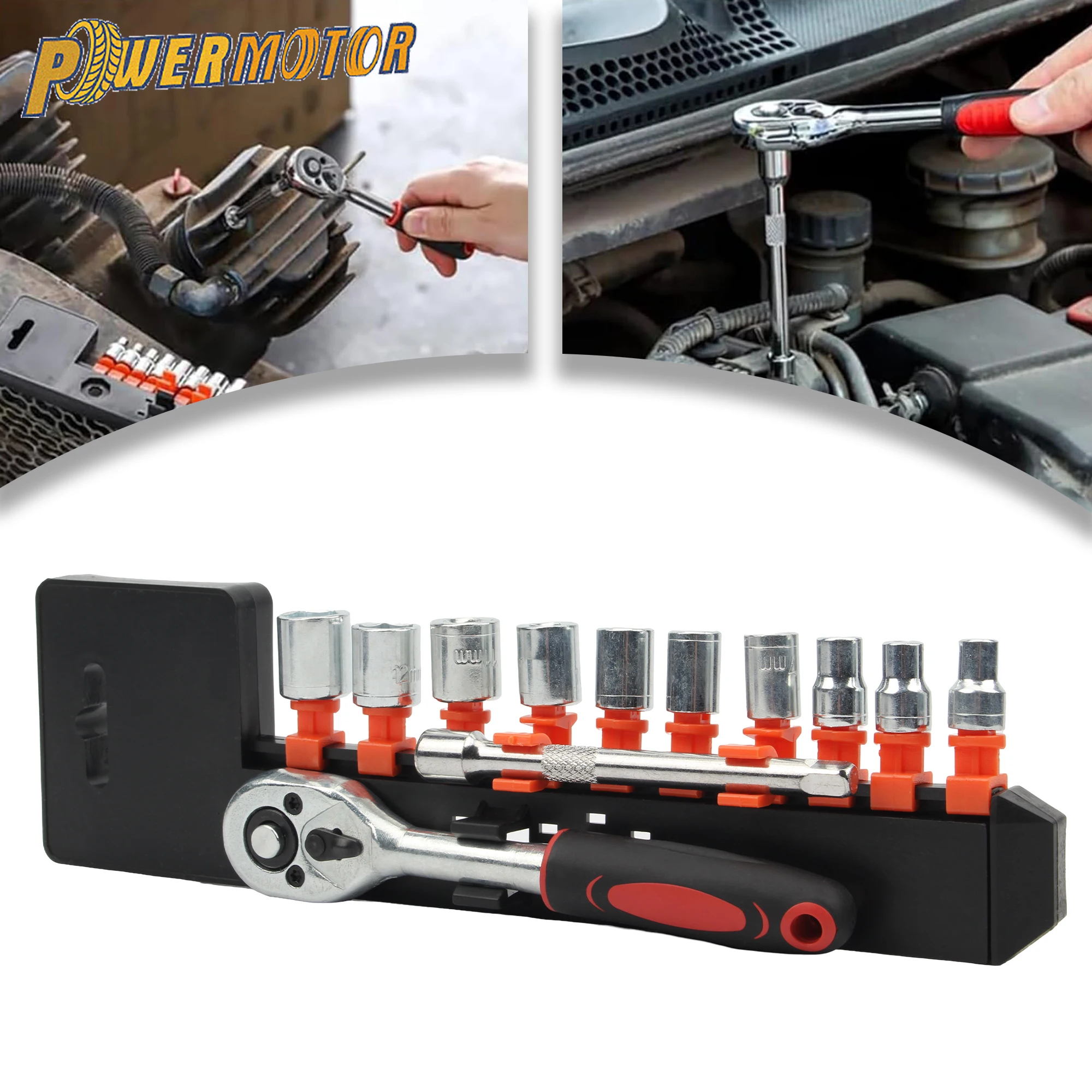 

12Pcs 1/4" Motorcycle Ratchet Socket Wrench Set Repair Tools 4-13mm Quick Release Combination Spanner For ATV Scooters Motocross