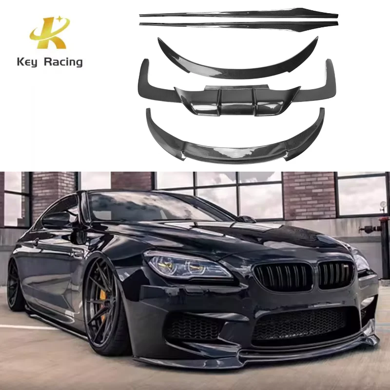 Fit For BMW 6 Series F06 F12 F13 M6 Carbon Fiber V Style Body Kit Front Bumper Lip Side Skirts Rear Diffuser Rear Trunk Spoiler