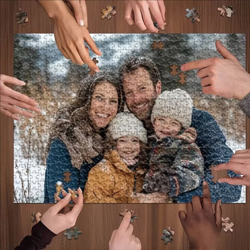 35/300/500/1081pcs Personalized Custom Photo Puzzle Family Photos DIY Puzzle Portrait Painting Handmade Birthday Gift