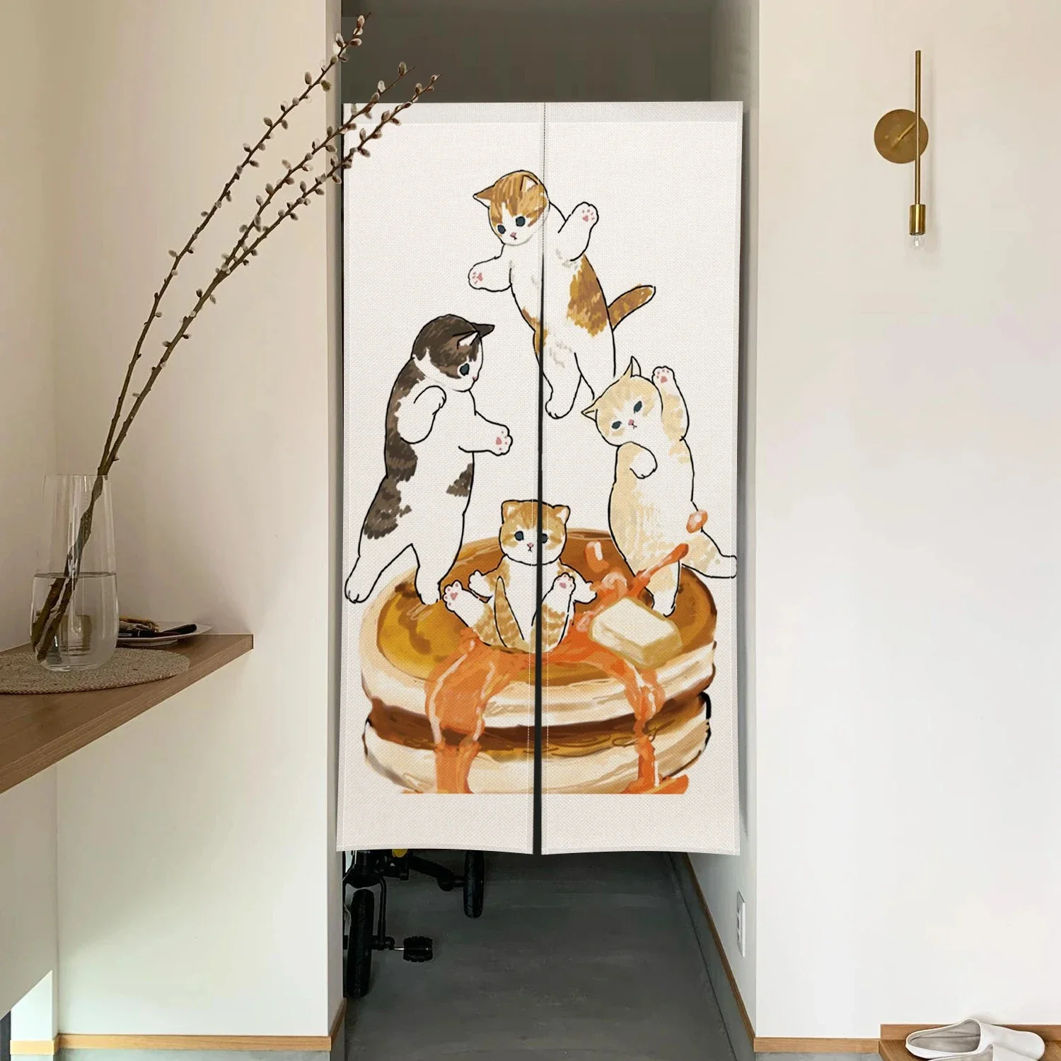 Japanese Door Curtain Noren Cute Funny Cat Drapes Living Room Bedroom Doorway Partition Kitchen Entrance Hanging Half-Curtains
