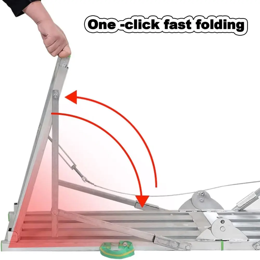 Multipurpose Steel Folding Scaffold Tower with Adjustable Height, 180cm & 140cm Work Platforms