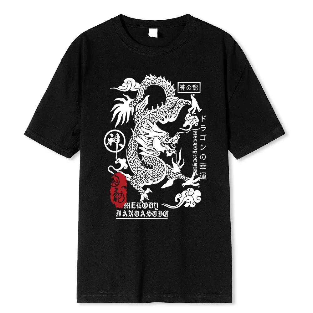 Camisetas con patrón divertido de dragón Harajuku para hombre, camiseta transpirable a la moda, camisetas sueltas de verano