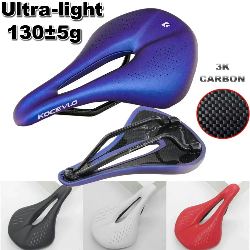 NEW KOCEVLO carbon fiber saddle road mtb mountain bike bicycle saddle for cycling saddle trail comfort races seat red white 130g