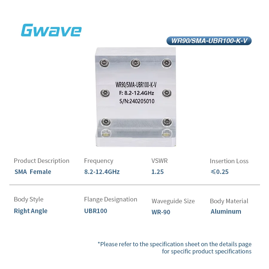 WR-90 To For SMA Female Right Angle Waveguide To Coax Adapters 8.2-12.4GHz With UBR100 Flange Telecom Parts