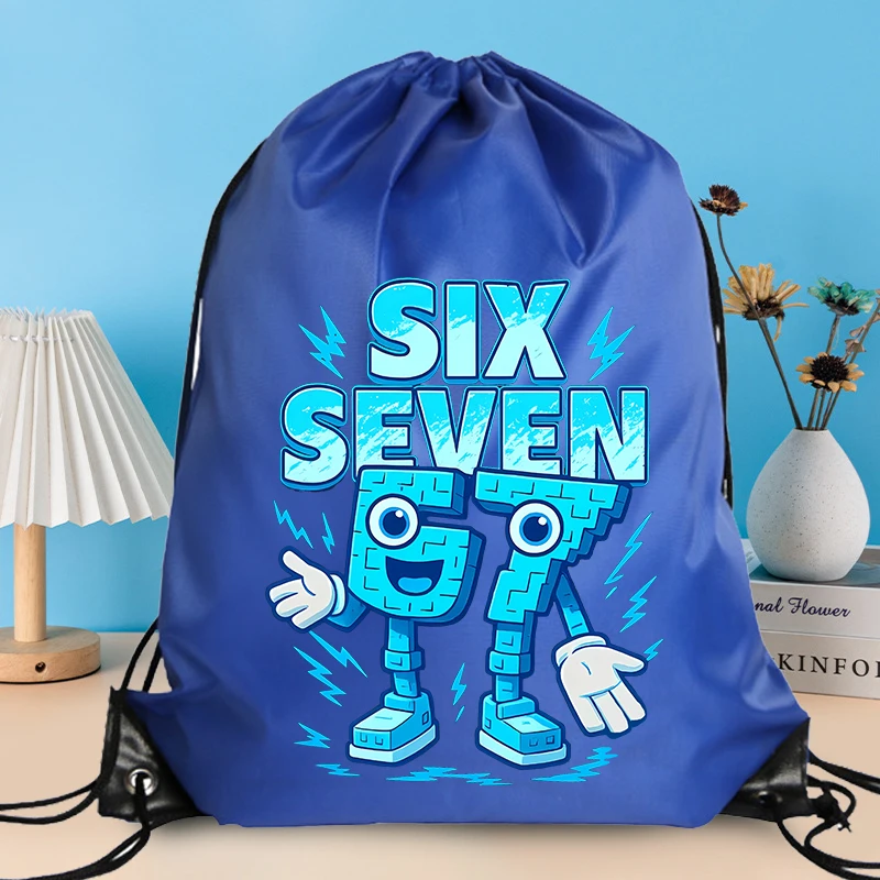 

Steal A Brainrot Polyester Drawstring Backpack 67 Six Seven Cartoon Printed Shopping Bag Men Women Fitness Swim Storage Pouch