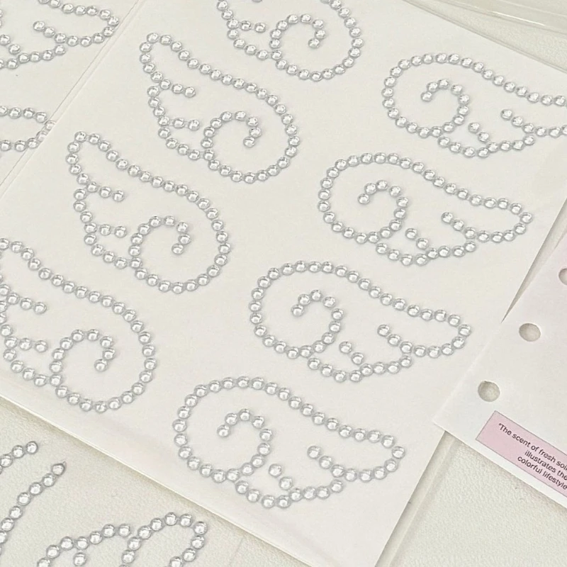 Silver Angel Wings Rhinestone Stickers Sparkle Crystal Bling Decals for Ins Packaging DIY Decoration Patches Shiny Self-Adhesive
