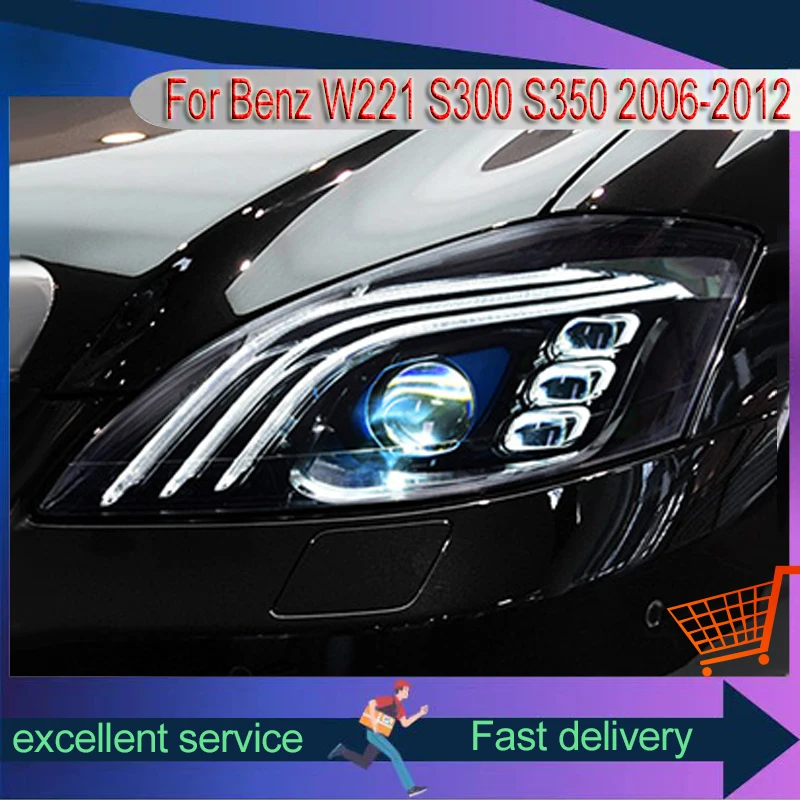 A Pair of Car Stuff Modified For Mercedes Benz S-Class 2006-2012 W221 s300 s350 DRL Head Lamp LED Plug And Play Tool Accessories