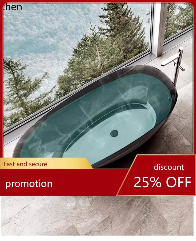 

ZML Transparent Bathtub Resin Thin Edge Hotel Homestay Tub