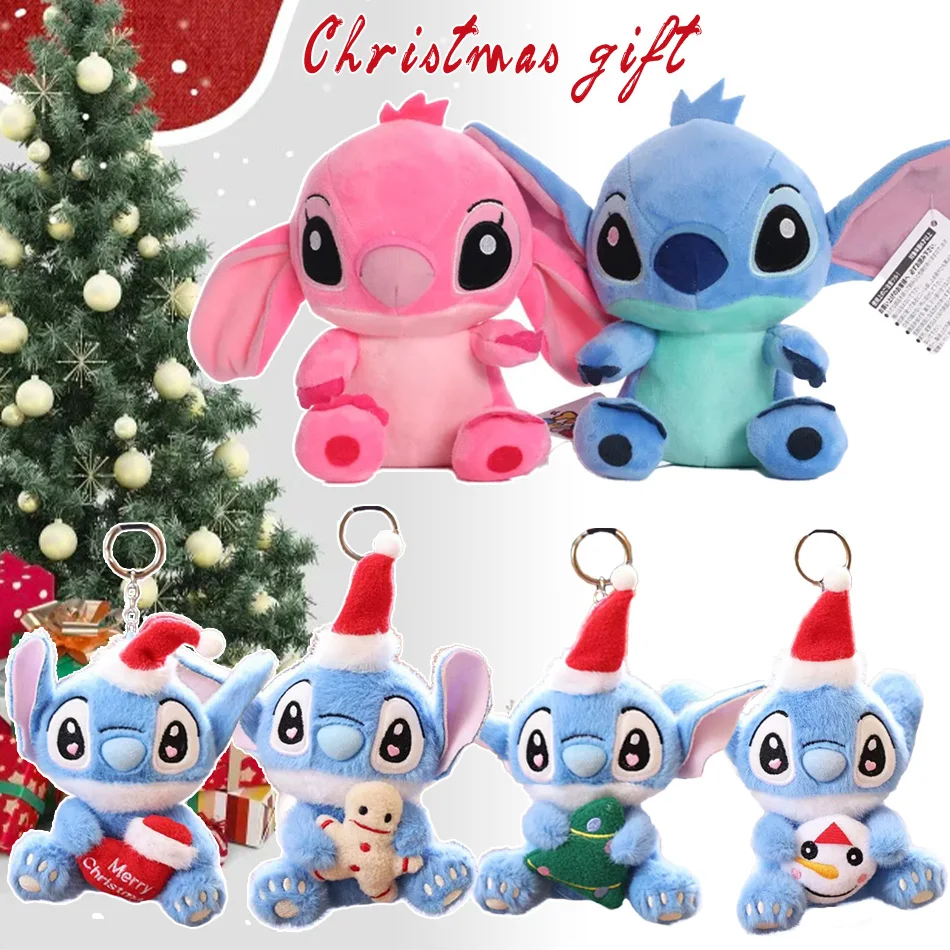 Anime Figures Stitch Plush Keychain Christmas Seris Keychains Plushie Keyring Doll Backpack Pendant Christmas Gift Girl toys