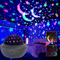USB RGB Starry Night Sky Projector Lamp with Moon&Stars Night Lights Auto Rotating Room Halloween Christmas Party Decorations