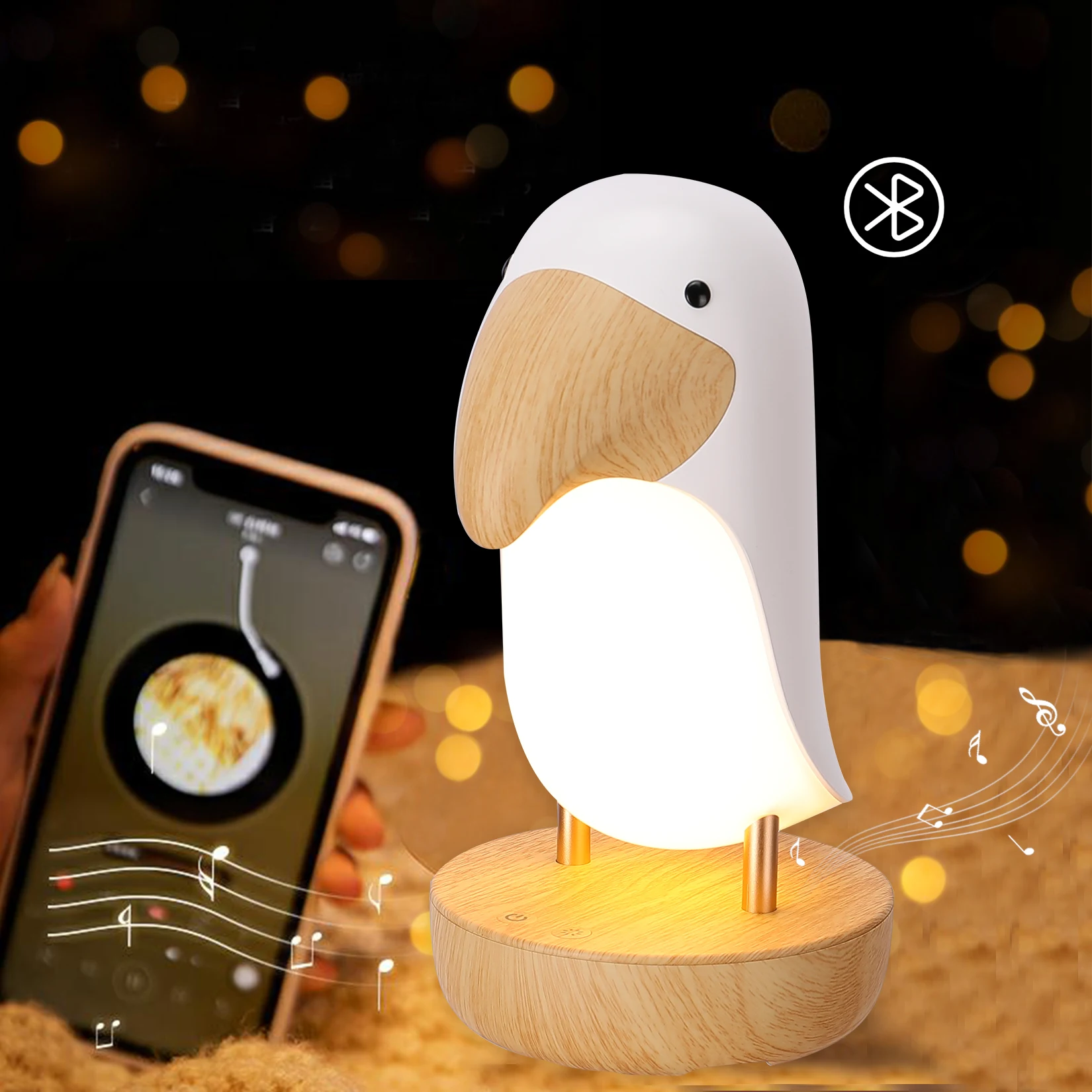 Toucan pássaro luz da noite usb recarregável lâmpada de mesa bluetooth lampe decoração do quarto presente natal para crianças iluminação interior