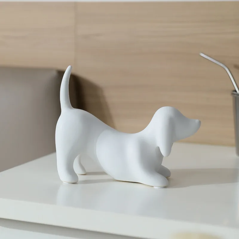 

Modern Minimalist Black And White Ceramic Dog Ornament Creative Animal Statue Living Room Foyer Room Desktop Decoration Ornament