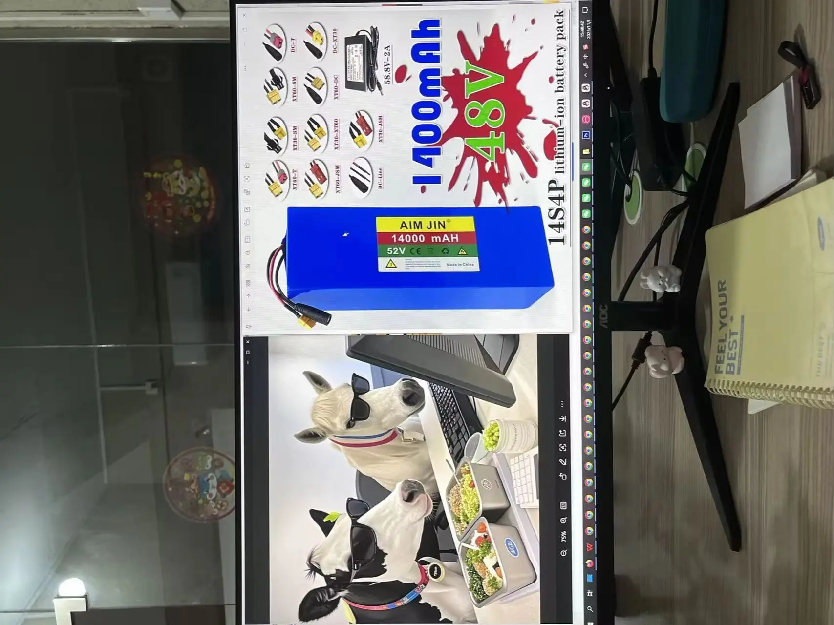 

52V 14000mAh 18650 Rechargeable Lithium battery pack 14S4P 1500W for Balance Car, Bike, Scooter High capacity cell