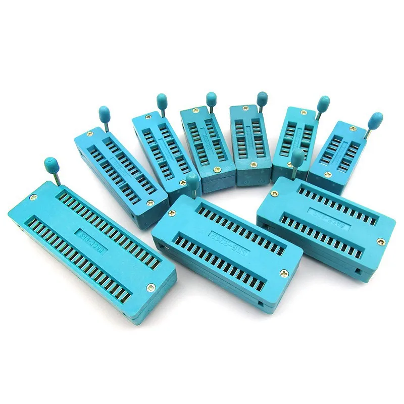 1pcs/lot 14 16 18 20 24 28 32 40 P Pin 2.54 MM Green DIP Universal ZIF IC Socket Test Solder Type IC lock seat zif socket