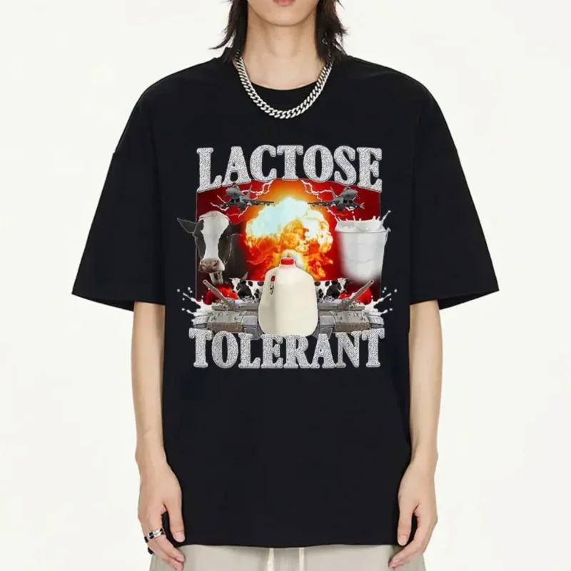 Summer men's T-shirt lactose tolerant graphic printed T-shirt Gothic retro short sleeve casual oversized tee shirt men clothes