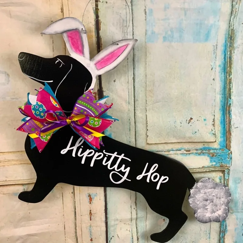 

Easter Doorplate Pendant Dachshund Tag Pendant Door Decoration Easter Decorative Gift