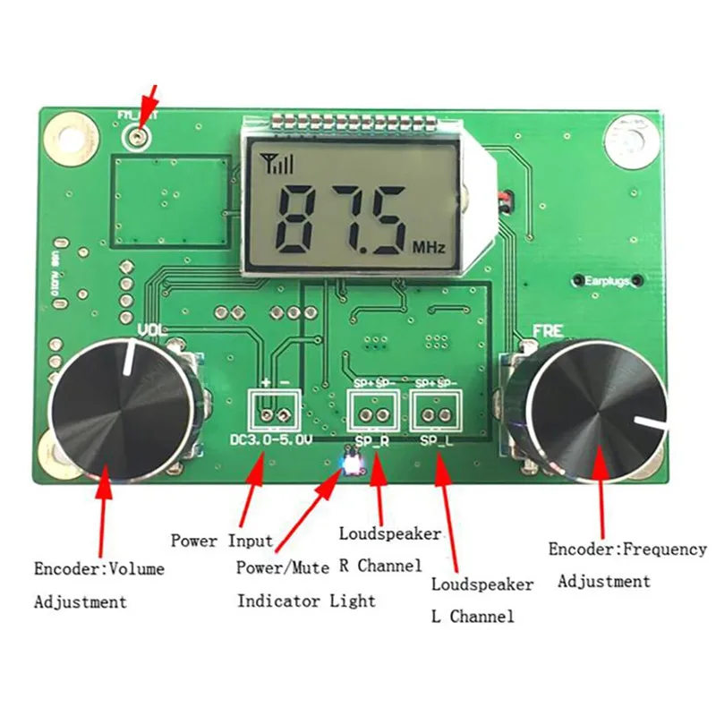 Modulo ricevitore Radio FM 1pcs scheda di ricezione Stereo con modulazione di frequenza 87-108MHz con Display digitale LCD 3-5V DSP PLL