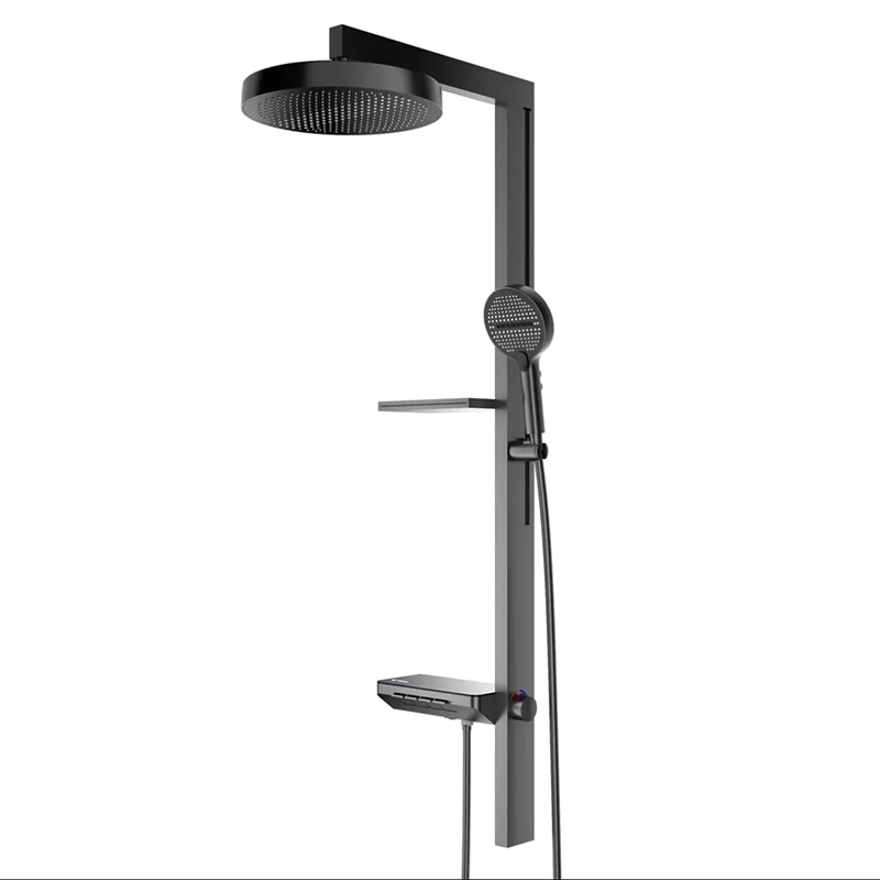 Display digitale Set doccia grigio tasti pianoforte bagno mensola a doppio strato sistema doccia pressurizzazione soffione doccia a pioggia rubinetto