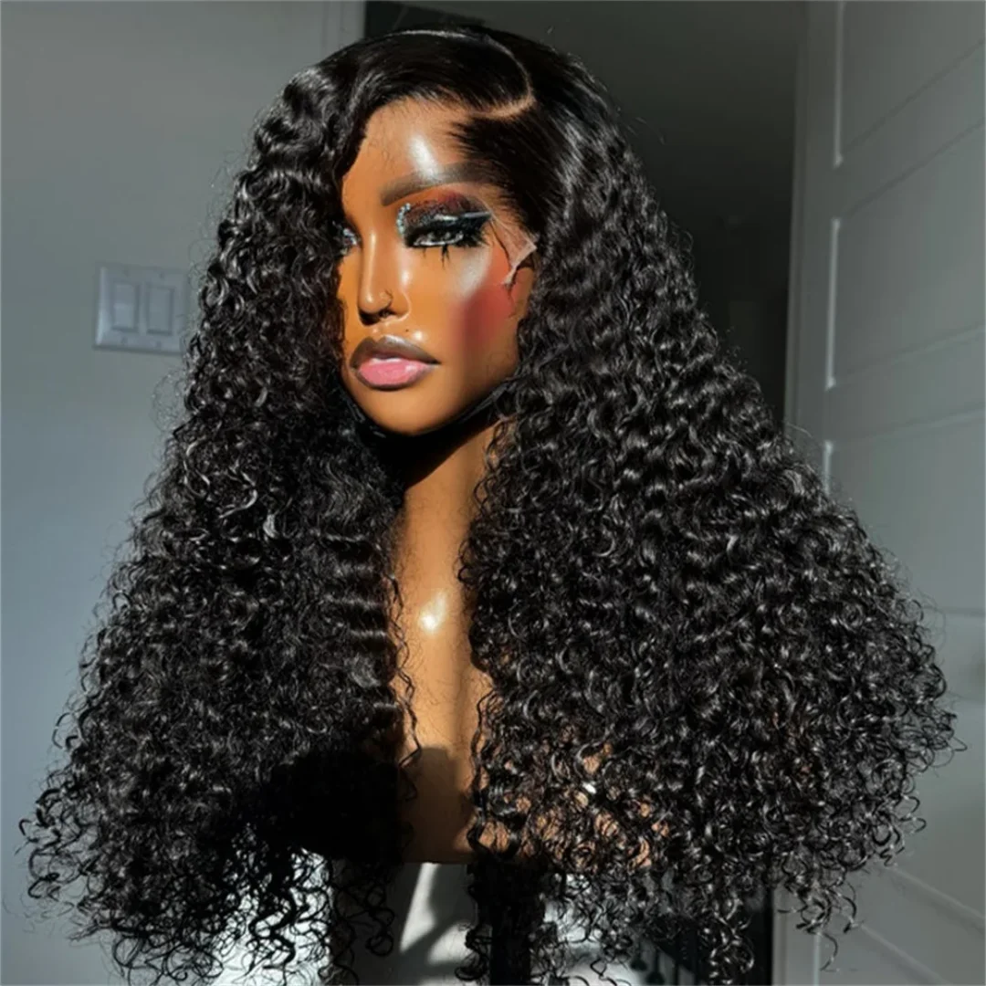

Натуральный черный мягкий длинный парик без клея, 26 дюймов, кудрявый, с кружевной передней частью, для женщин, с эффектом натуральных волос, синтетический, предварительно выщипанный, для повседневного использования
