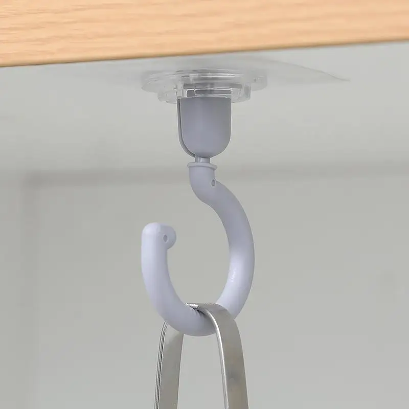 Rotatable Hooks Adhesive Hook Ceiling Strong Bearing Stick Rack Kitchen Wall Key Hanger Bathroom Kitchen Door Hook Up