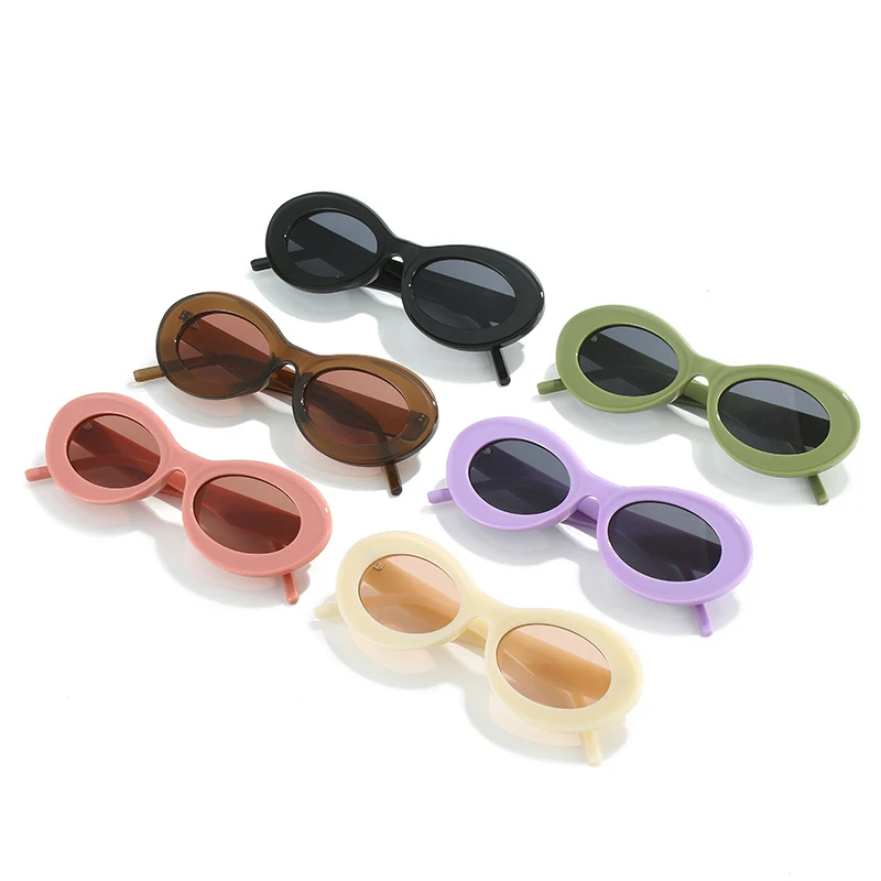 Popular Small Oval Sunglasses Women Vintage Retro Cat Eye Candy Color Ladies Sunglasses Fashion Trendy Eyewear Shades UV400