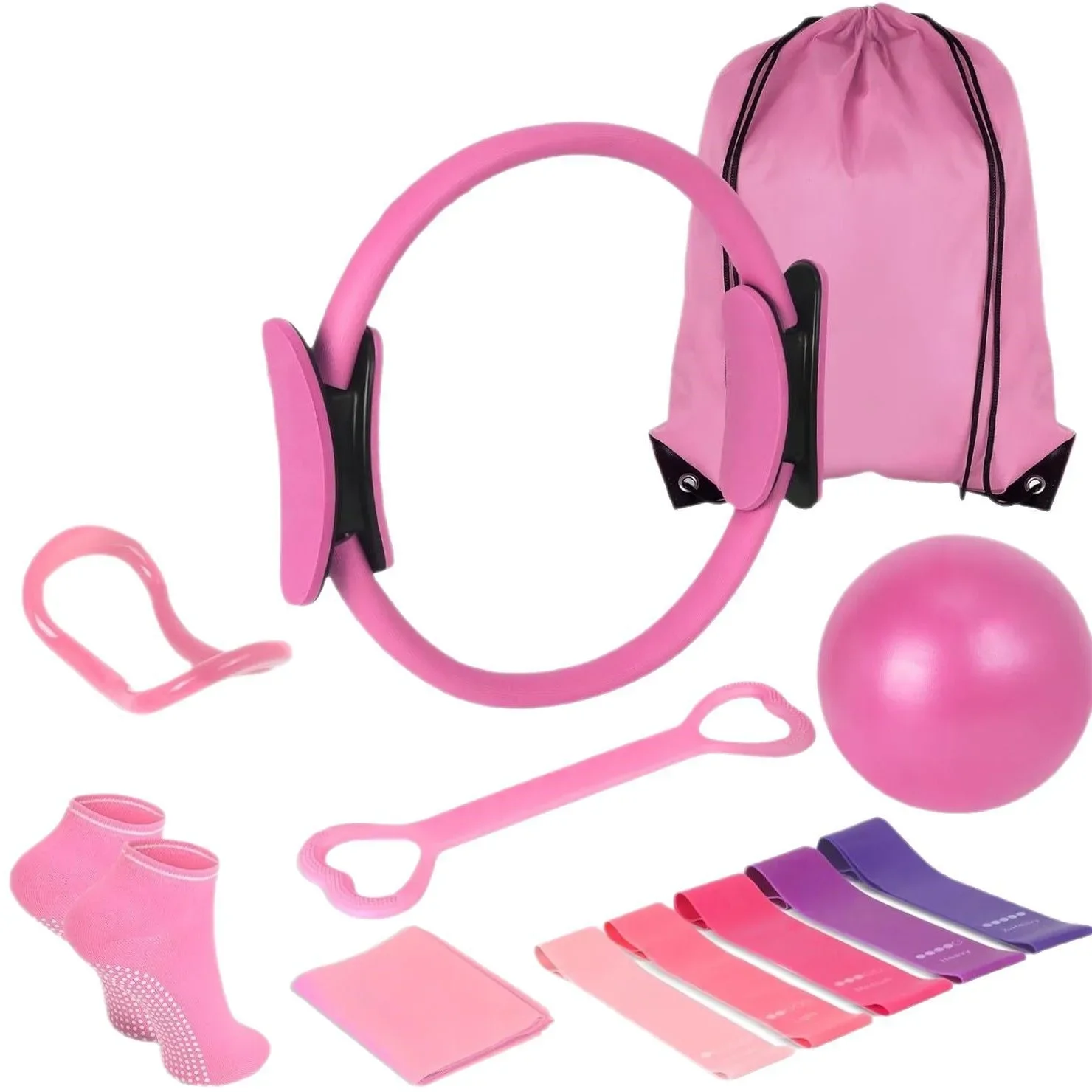 Pilates Ball Set Resistance Bands Gym Workout Equipment for Home Workouts Fitness Pilates Yoga Ring Pilates Exercise Bundle
