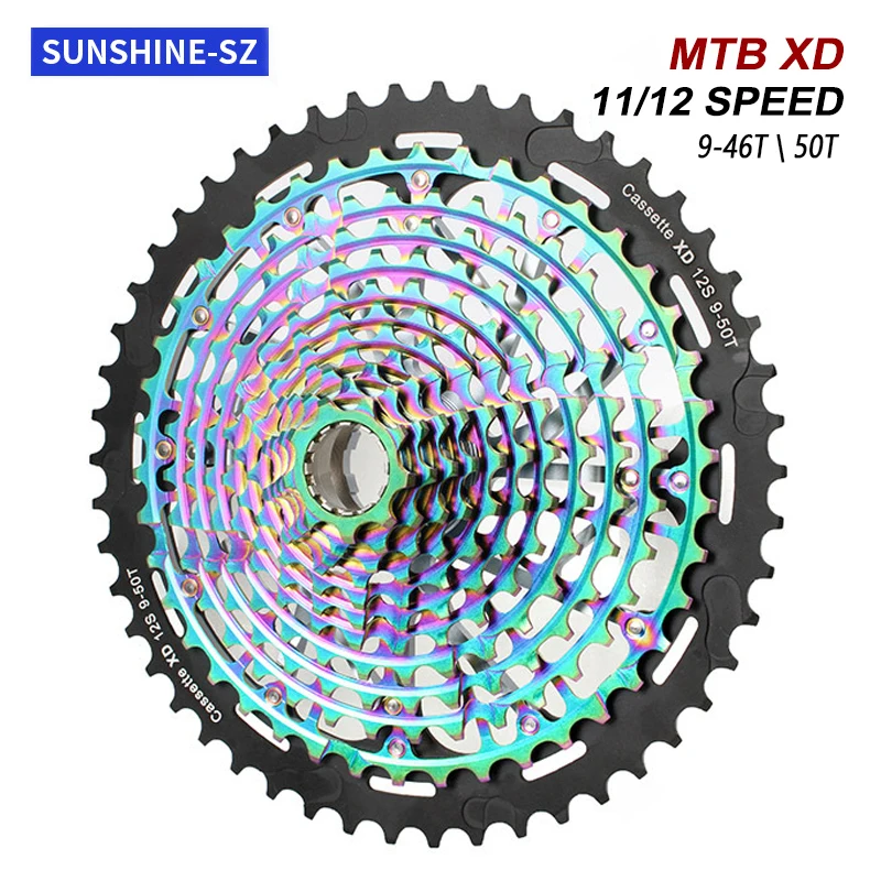 SUNSHINE-SZ XD Mountain Bike Freewheel 11S 12S Chain Sprocket Ultra Light Rainbow 9-50T MTB Bicycle Freewheel Cassette for SRAM