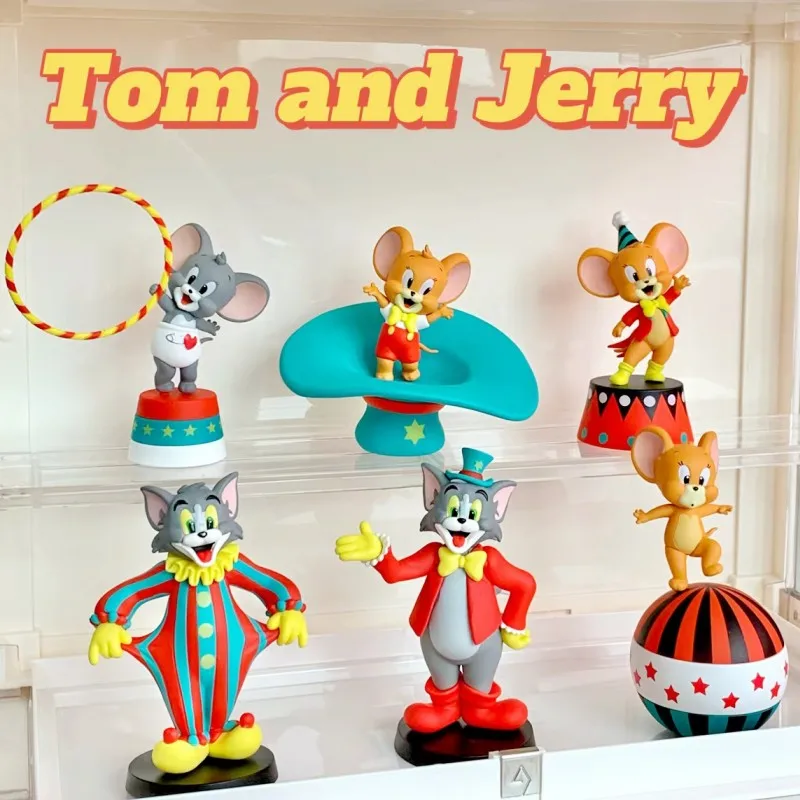 Miniso serie de circo Tom y Jerry, adornos de decoración de escritorio, modelo de colección de Anime, dibujos animados de vacaciones, regalo de cumpleaños, juguete lindo