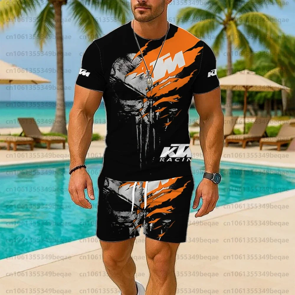 

KTM Мужская летняя мотоциклетная одежда 2025 Дышащий комплект одежды для велосипеда Спортивная футболка с шортами Мужская толстовка из 2 предметов