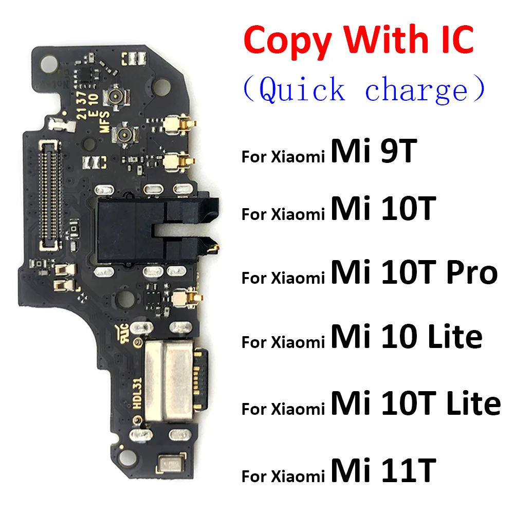 USB Charging Port Board Flex Cable Connector Parts For Xiaomi Mi 10 Lite / Mi 10T 9T 11T Pro Lite Microphone Module