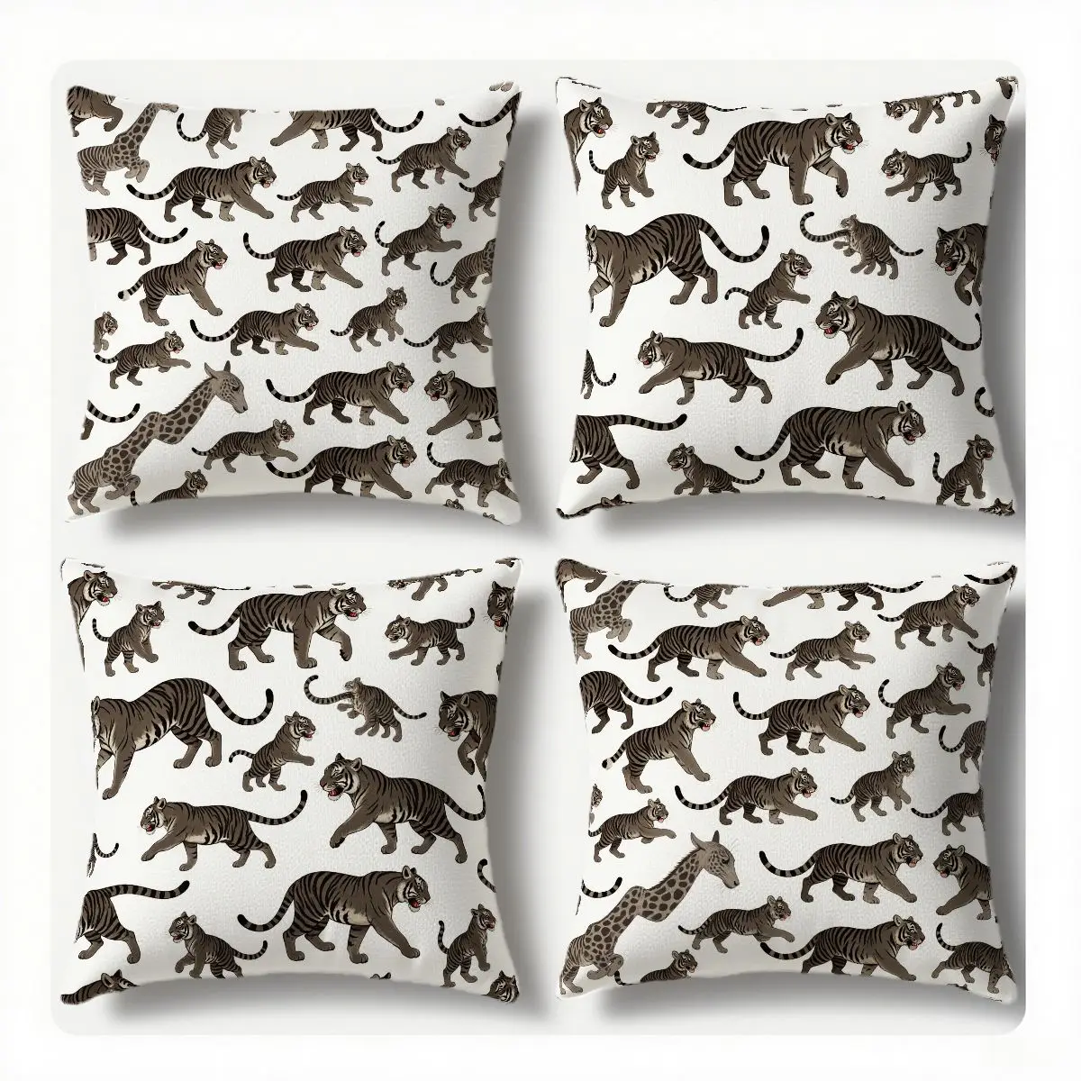

4-Piece Running Animal Pattern Pillow Covers, Sofa Decoration, Add Vitality, Suitable for Living Room/Bedroom/Office/Hotel, Idea