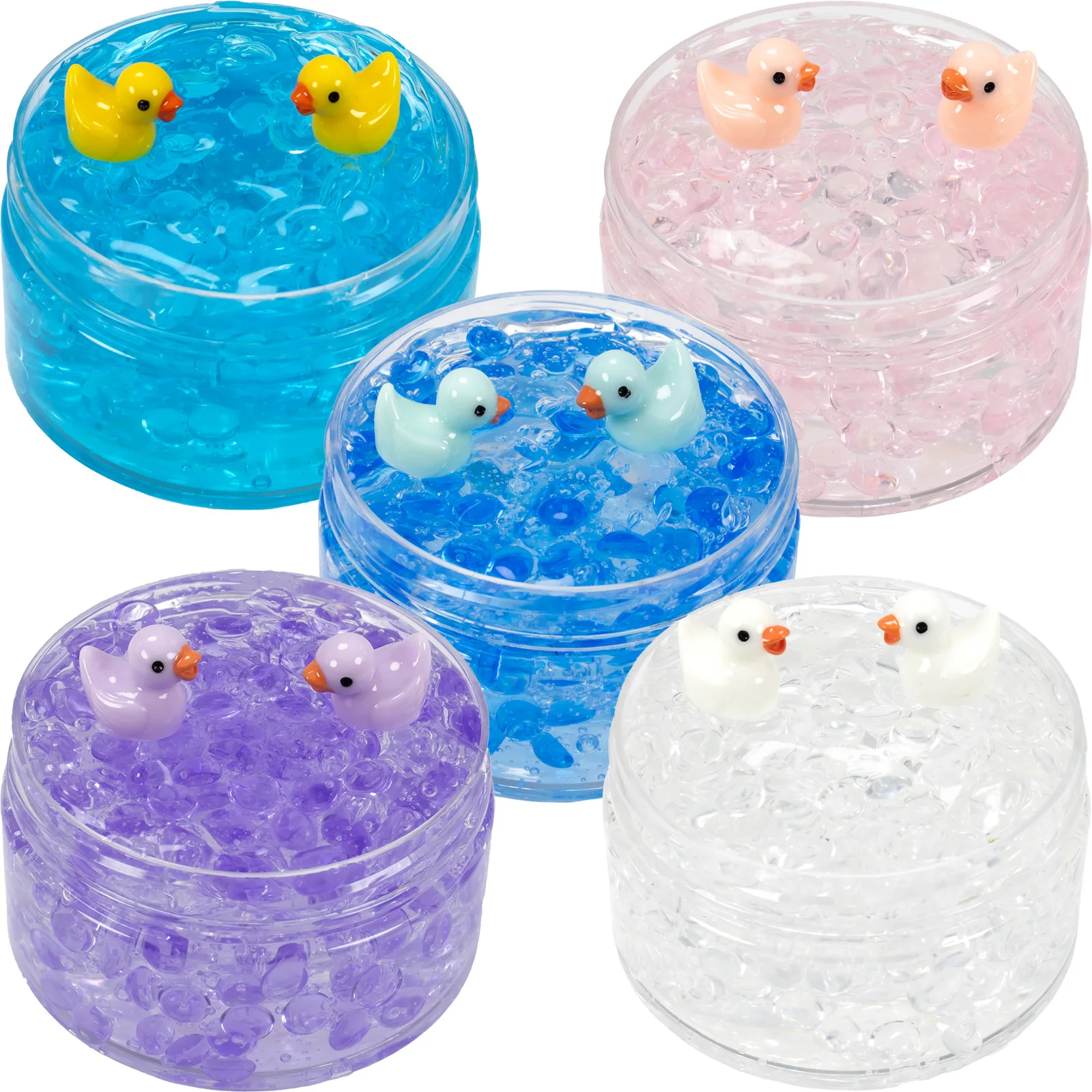 

120ml Clear Beads Slime Kit with Duck Charms - Perfect Anti Stress Stretchy & Non-Sticky Crystal Slime Gift for Kids Teens