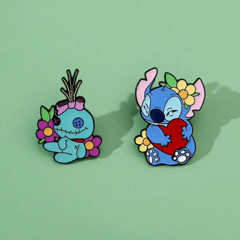 

Disney Lilo & Stitch Cartoon Pins Anime Action Figures Kawaii Metal Broochs Toy Alloyed Badges Jewelry Decoration Children Gifts