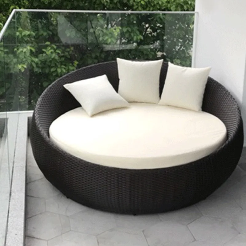 حار بيع الروطان Sunbed جولة للماء كرسي الشاطئ حديقة Daybed في الهواء الطلق الروطان Daybed #3