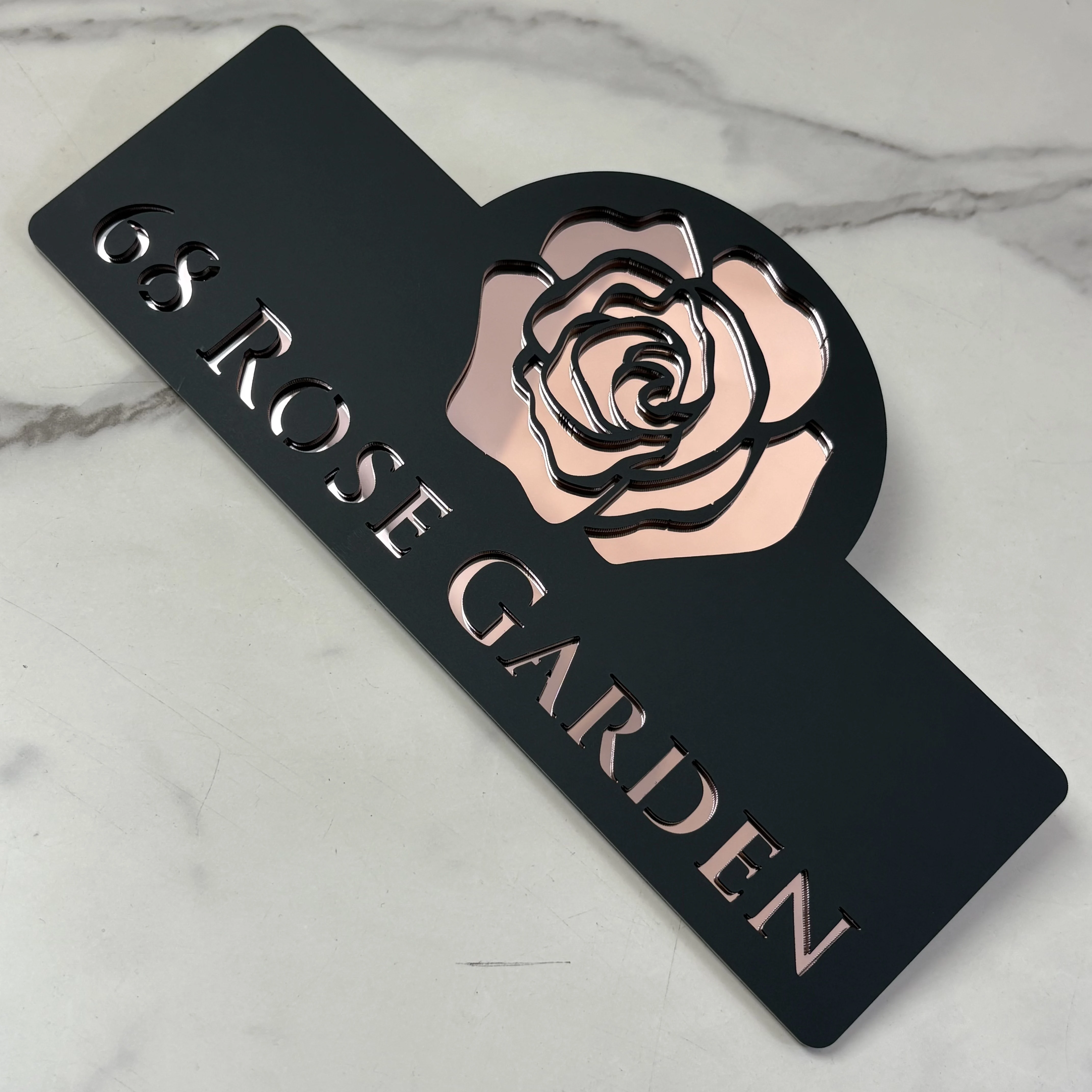 Modern Personalized Flower Custom Acrylic Address Plate Garden Decor Outdoor House Number Sign For Home Name Plaque Rose Gift