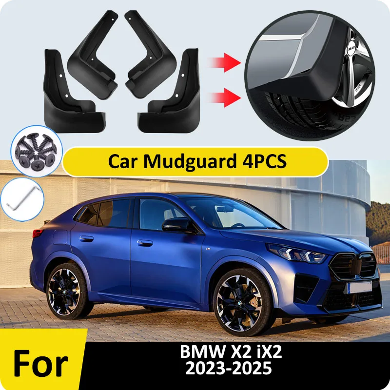 

4PCS Mudguards For BMW X2 iX2 U10 2023 2024 2025 Car Mud Flaps Splash Guards Front Rear Fender Mudflaps Part Tools Car Accessory