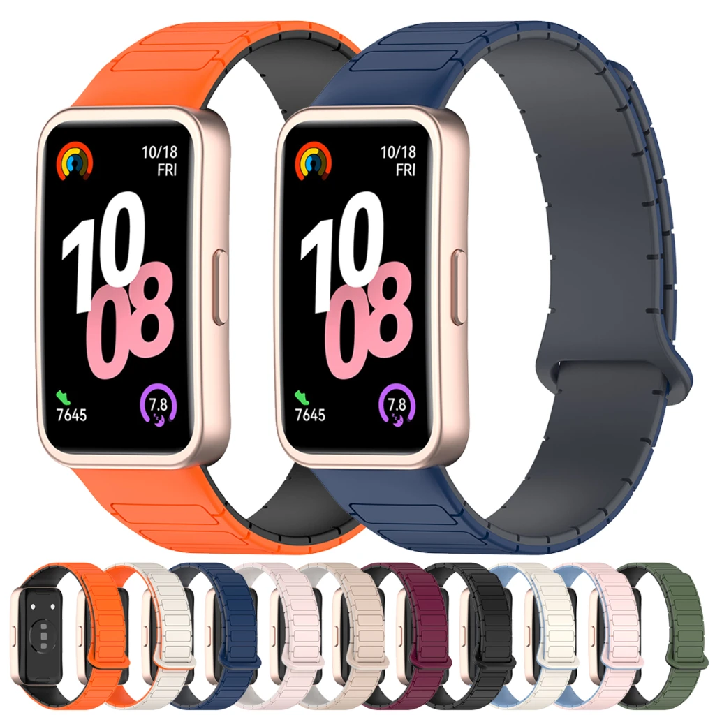 For Huawei Band 10 9 8 Silicone Magnetic Strap Soft SmartWatch Band Replacement Sport Colorful Loop Bracelet WristBand Watchband