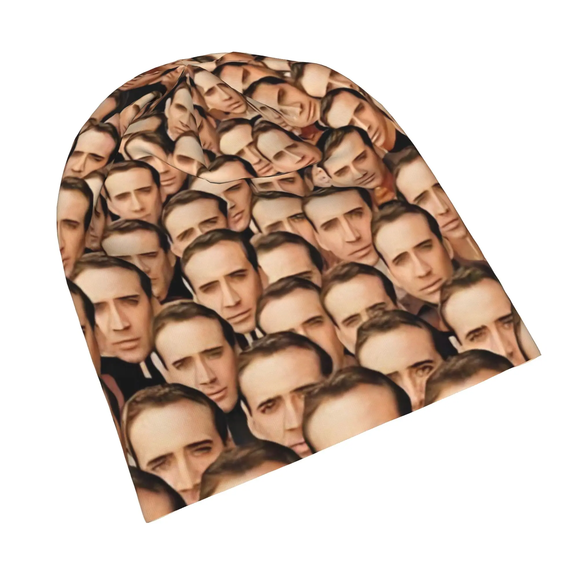 Nicolas Cage Headshot  Skull Cap Beanie Quick Dry  Hiking Hat for Men Women