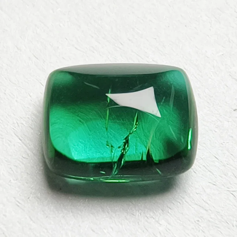 Lab Grown Zambian Emeralds Hydrothermal Rectangle Cushion Smooth Surface  with Cracks Inclusions Selectable AGL Certificate