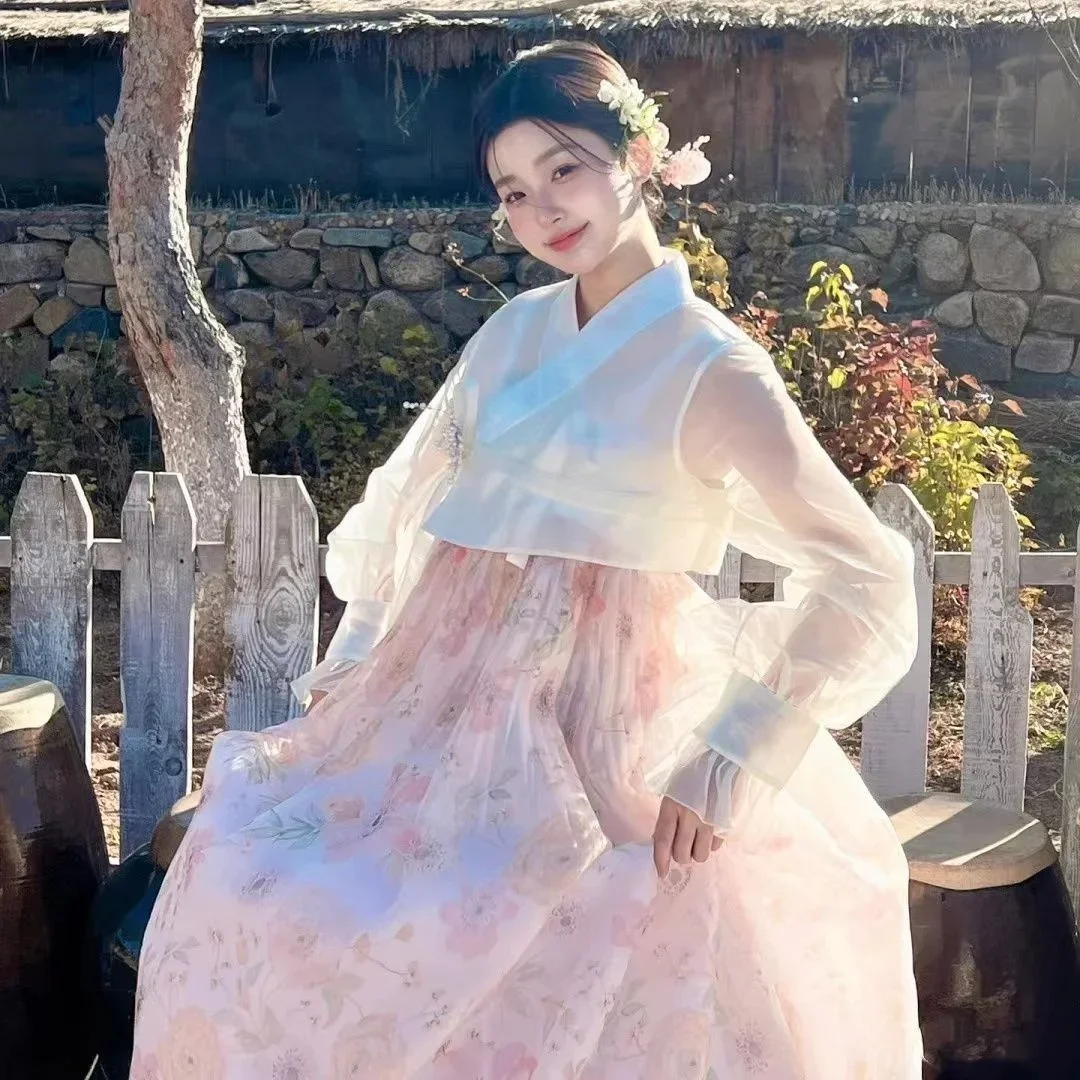 Hanfu coréen pour femmes, vêtements de photographie d'été, princesse Yanji, style ethnique, prairie, robe dégradée à la mode, nouveau