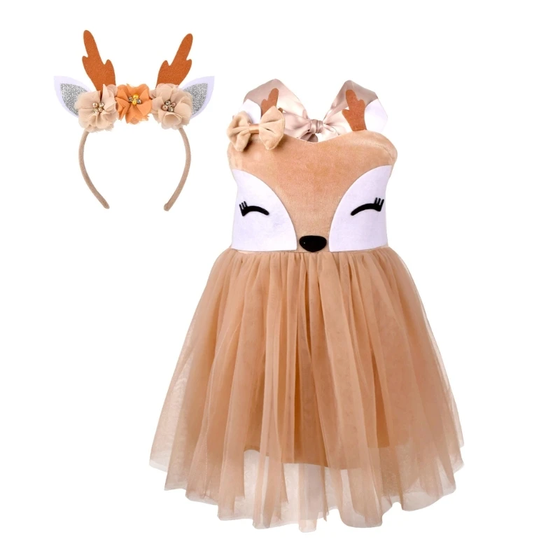 brown dress for deer costume Woodland Fox Dress with Headpiece Size 3-4