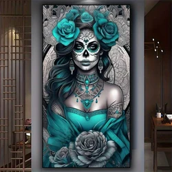 Blue Tattooed Woman Diamond painting New 2025 Full Diamond Mosaic Mexican Day of the Dead Skull Diy Rhinestone of Pictures Decor