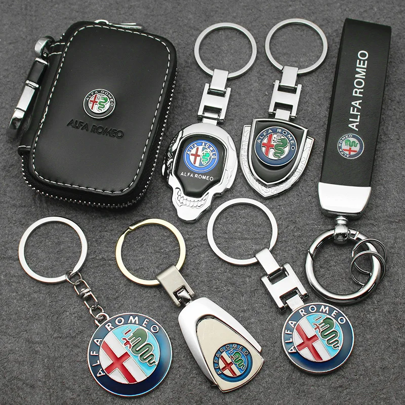 Car Metal Keychain Four Leaf Clover Keyring Key Chain Ring Holder for Alfa Romeo Giulia Giulietta Stelvio Mito Sportiva Mito