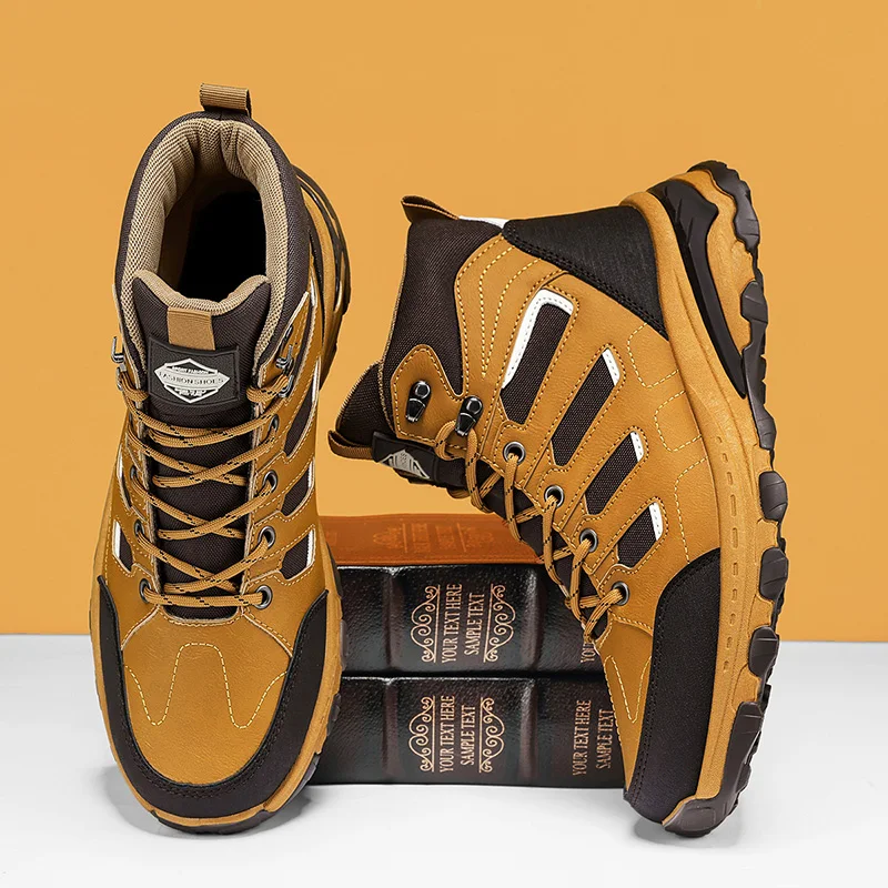 New Men's Boots Breathable Hiking Boots Men's Outdoor Desert Training Shoes Non-Slip High Top Boots Men's Plus Size 48 Sneakers
