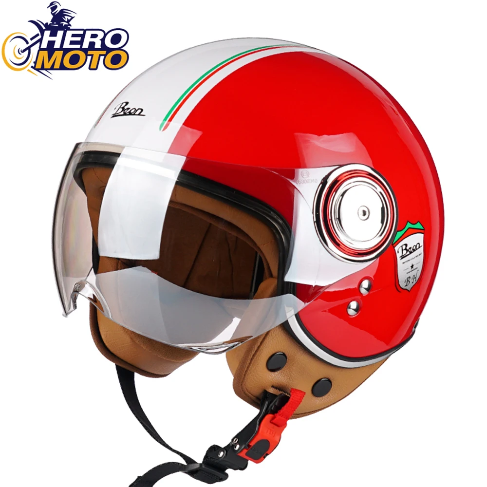 

BEON Motorcycle Helmet Vintage Men Moto Helmet Chopper Moto Capacete De Moto Moto Scooter Motorbike Women 3/4 Open Face Helmet