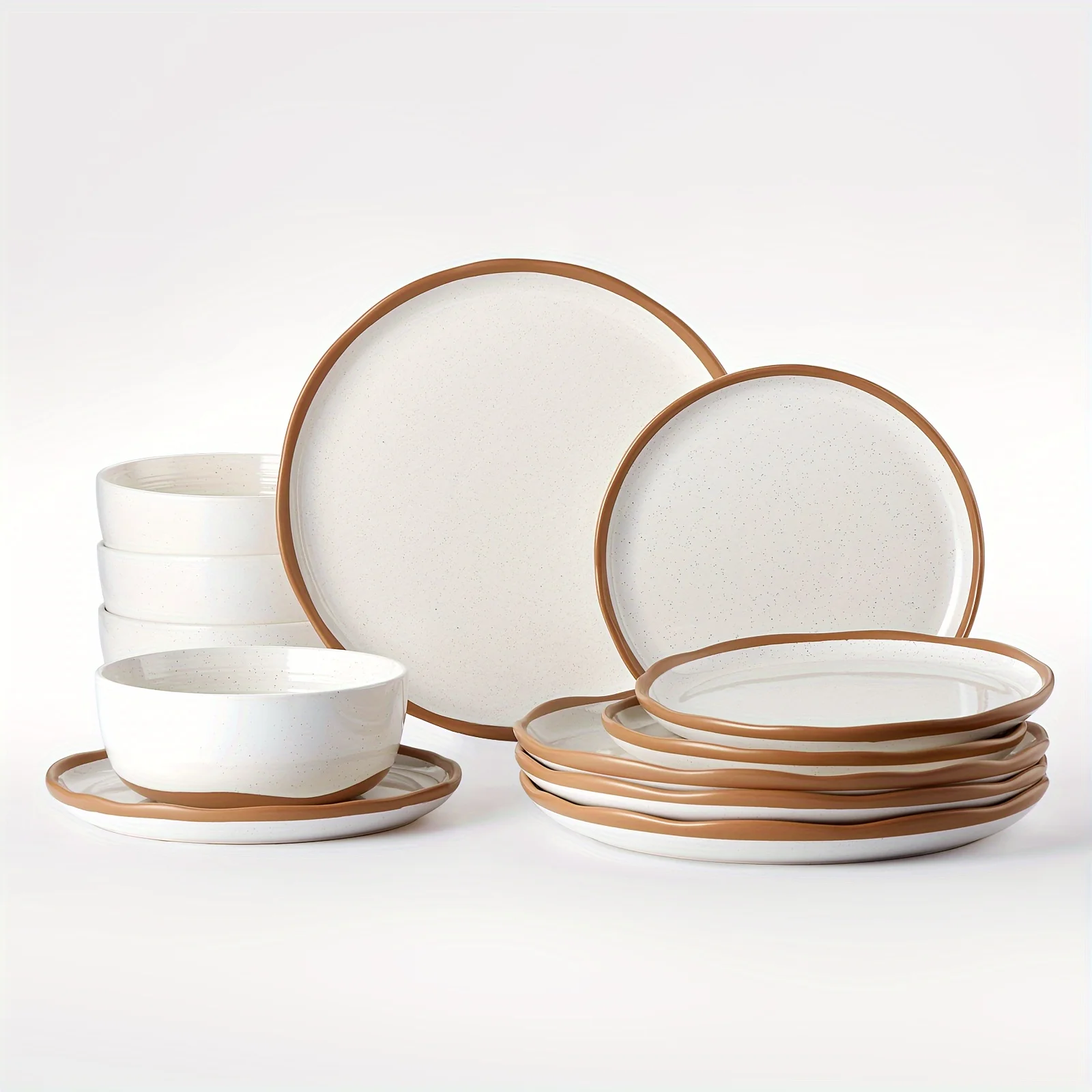 

Dinnerware Sets 12 Piece Service For 4, Ceramic Dinner Plates And Bowls Sets, Chip And Crack Resistant Dishwasher Microwave Safe, Vanilla White