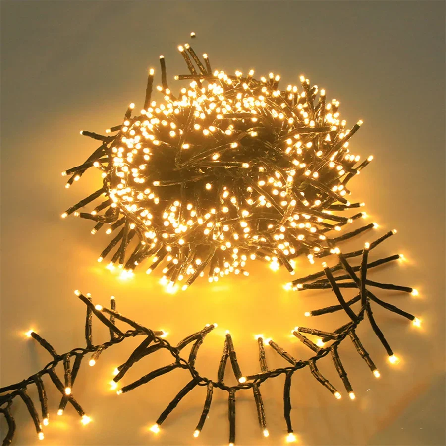 

Christmas Tree Cluster Light Garland 800/2000 LED Firecracker Christmas String Light For Bedroom Wreath Window Wedding Decor