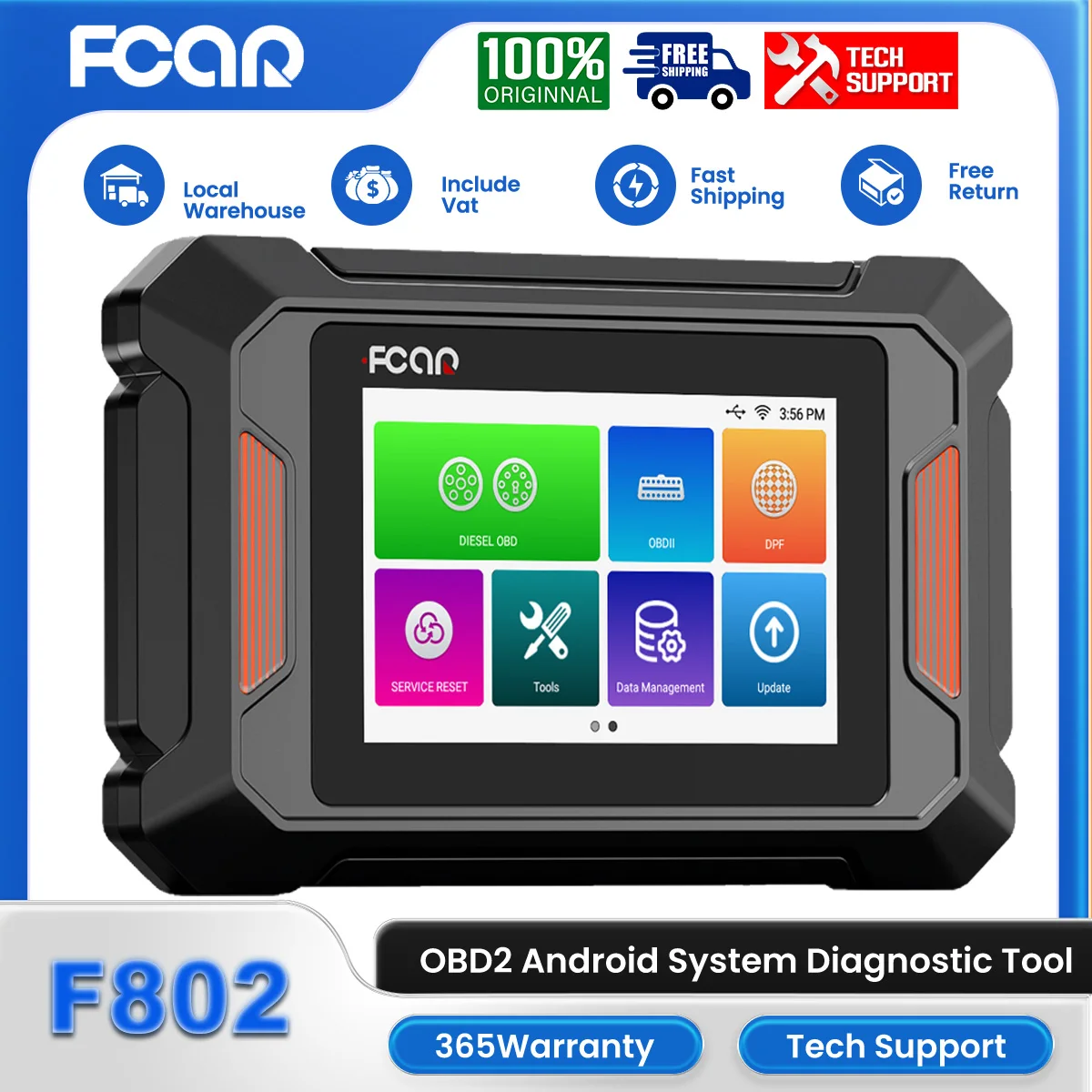 FCAR F802 Heavy Duty Truck All System Scanner DPF Regen Diagnostics Tool Fit for Cummins Detroit Caterpillar Volvo Paccar Tester