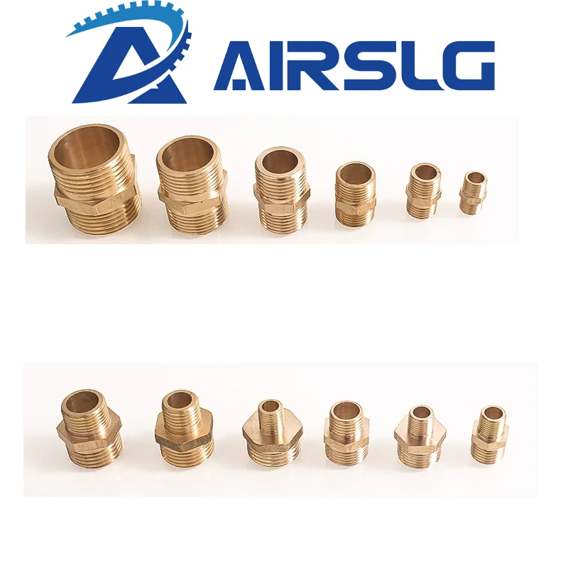 Brass Pipe Hex Nipple Fitting Quick Coupler Adapter 1/8 1/4 3/8 1/2 3/4 1 Male to Male Thread Water Oil Gas Connector