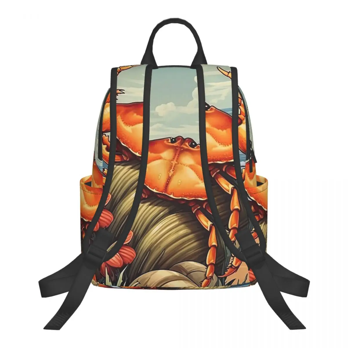 Crab And Shell At The Beach Student Backpack School Bag Hiking Travel Daypack for Boys Girls Bookbag Shoulder Bags